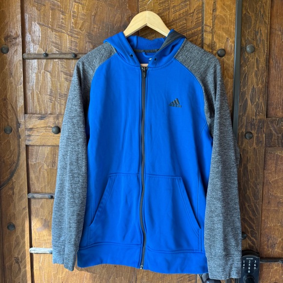 adidas Other - Adidas Full Zip Hoodie Mens Large Blue Gray Climawarm Fleece Raglan Jacket